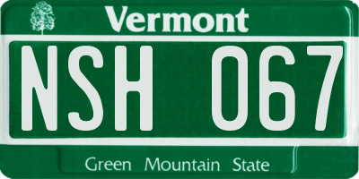 VT license plate NSH067
