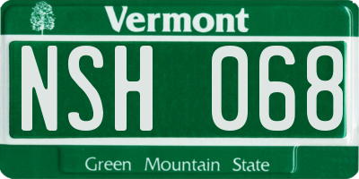 VT license plate NSH068