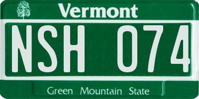 VT license plate NSH074