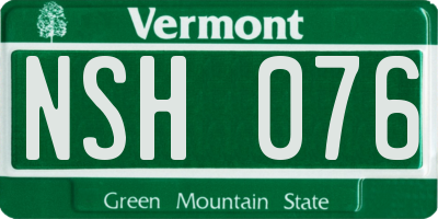 VT license plate NSH076