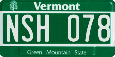 VT license plate NSH078