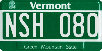 VT license plate NSH080