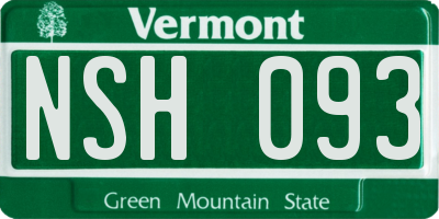 VT license plate NSH093