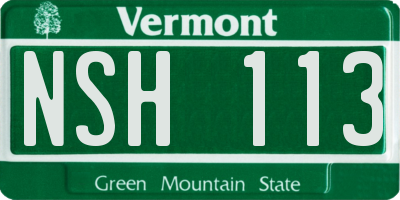 VT license plate NSH113