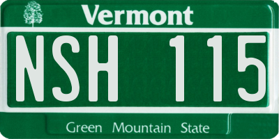 VT license plate NSH115