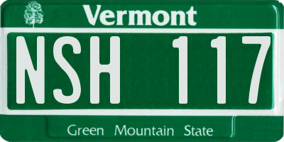 VT license plate NSH117