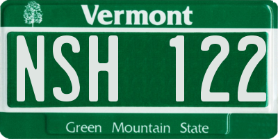 VT license plate NSH122