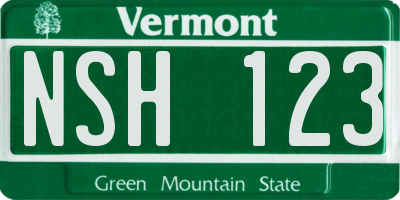VT license plate NSH123