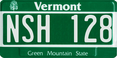 VT license plate NSH128