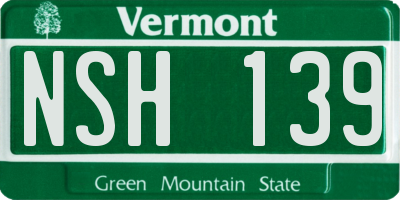 VT license plate NSH139