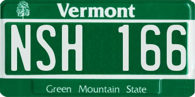 VT license plate NSH166