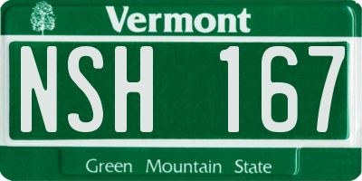 VT license plate NSH167