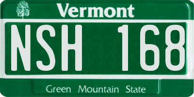 VT license plate NSH168