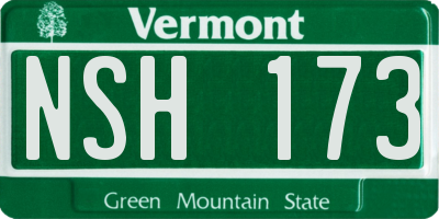 VT license plate NSH173
