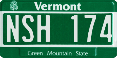 VT license plate NSH174