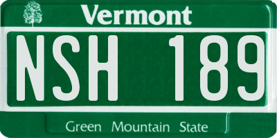 VT license plate NSH189