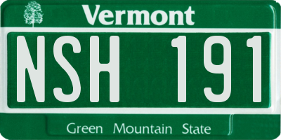 VT license plate NSH191