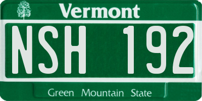 VT license plate NSH192