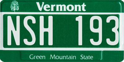 VT license plate NSH193