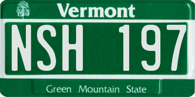 VT license plate NSH197
