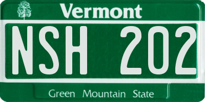 VT license plate NSH202