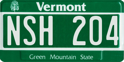 VT license plate NSH204
