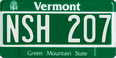 VT license plate NSH207