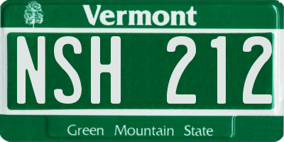 VT license plate NSH212
