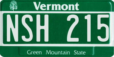 VT license plate NSH215