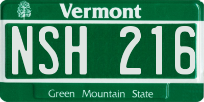 VT license plate NSH216