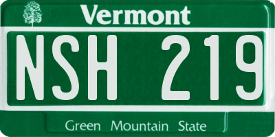 VT license plate NSH219