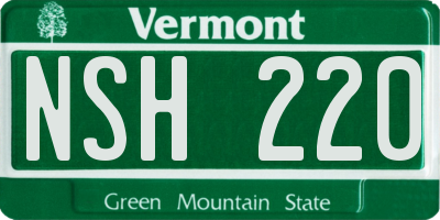 VT license plate NSH220