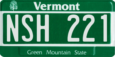 VT license plate NSH221
