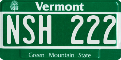 VT license plate NSH222