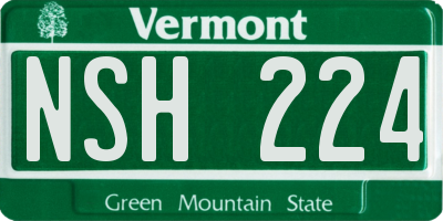 VT license plate NSH224