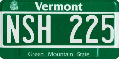 VT license plate NSH225