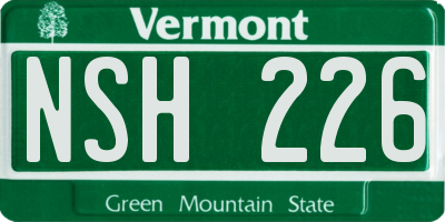 VT license plate NSH226