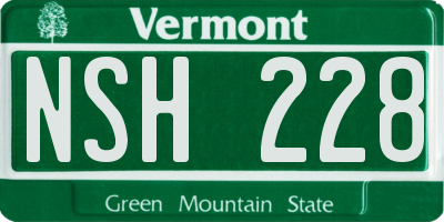 VT license plate NSH228