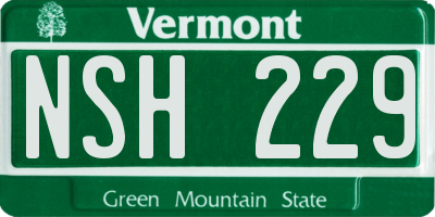 VT license plate NSH229