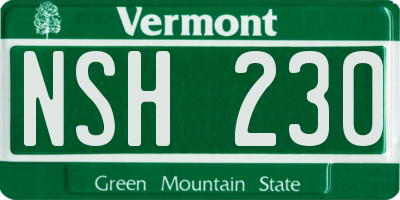 VT license plate NSH230