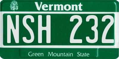 VT license plate NSH232