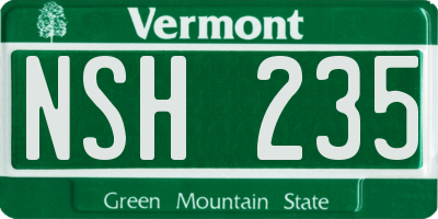 VT license plate NSH235