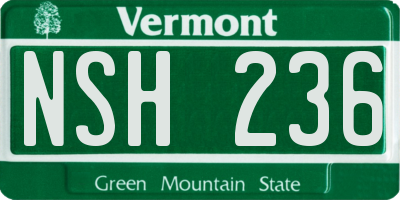 VT license plate NSH236