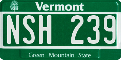 VT license plate NSH239