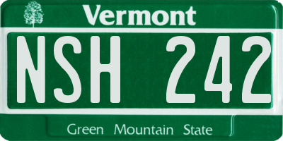 VT license plate NSH242