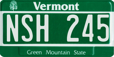 VT license plate NSH245