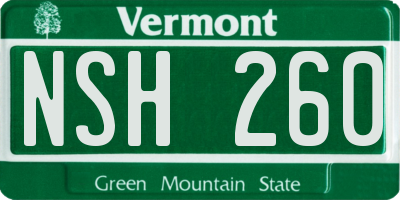 VT license plate NSH260