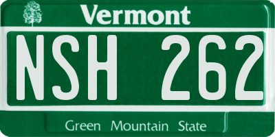 VT license plate NSH262