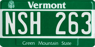 VT license plate NSH263