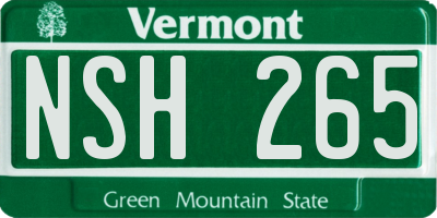 VT license plate NSH265